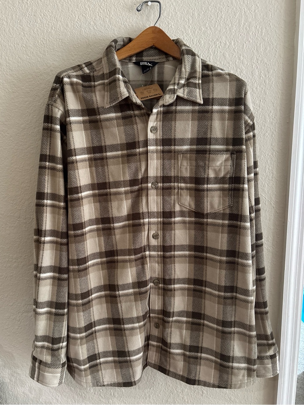 NWT Eddie Bauer Quest Fleece Men’s Plaid Button-Up Shirt Jacket